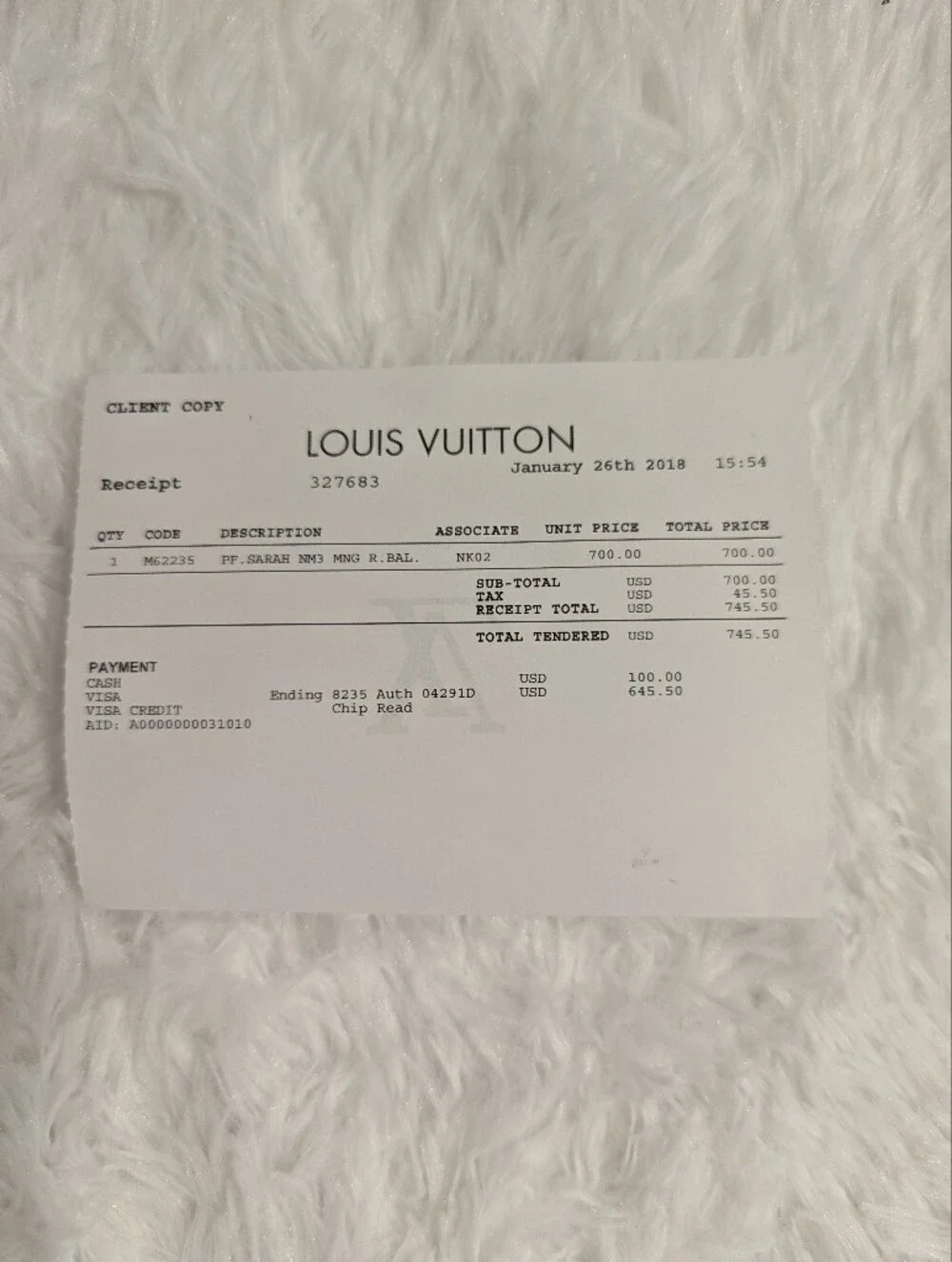 Authentic Louis Vuitton Sarah Wallet - Monogram Canvas w/ Pink Rose Ballerine